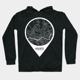 Newcastle upon Tyne, England City Map - Travel Pin Hoodie